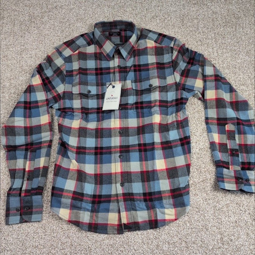 UNTUCKIT Mens Flannel Shirt X Small Jerram Plaid Long Sleeve Button Up Casual - Picture 2 of 6